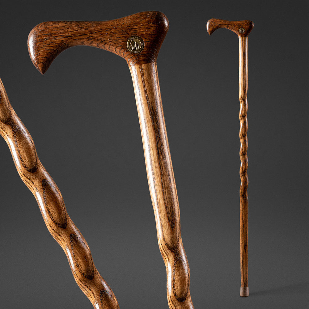 Handmade Ergonomic Wooden Walking Cane for Men and Women - Stylish Derby  Oak Wood Cane - Fancy Walking Stick